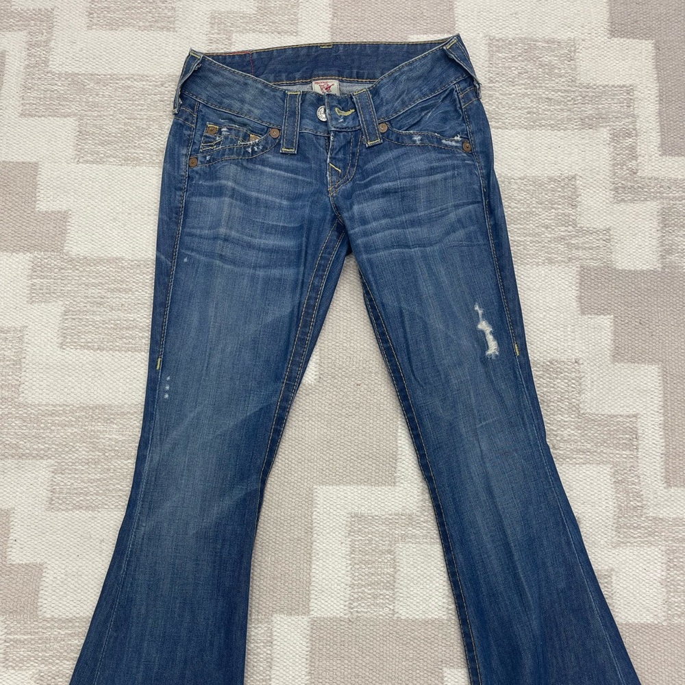 True Religion Blue Flare Wide Leg Jeans